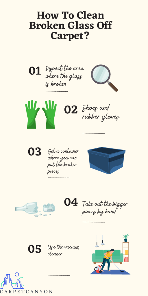 Infographic on cleaning broken glass on carpet