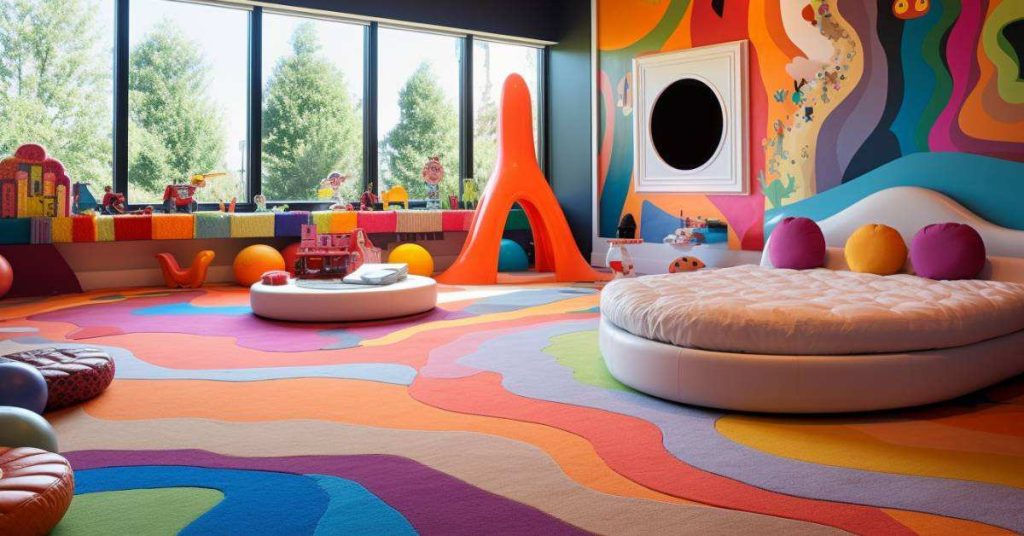 a room full of vibrant colors for children